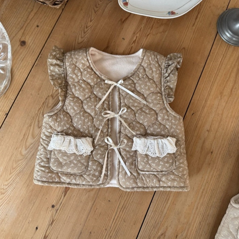Le Noren Vest Light Brown Flowers KR