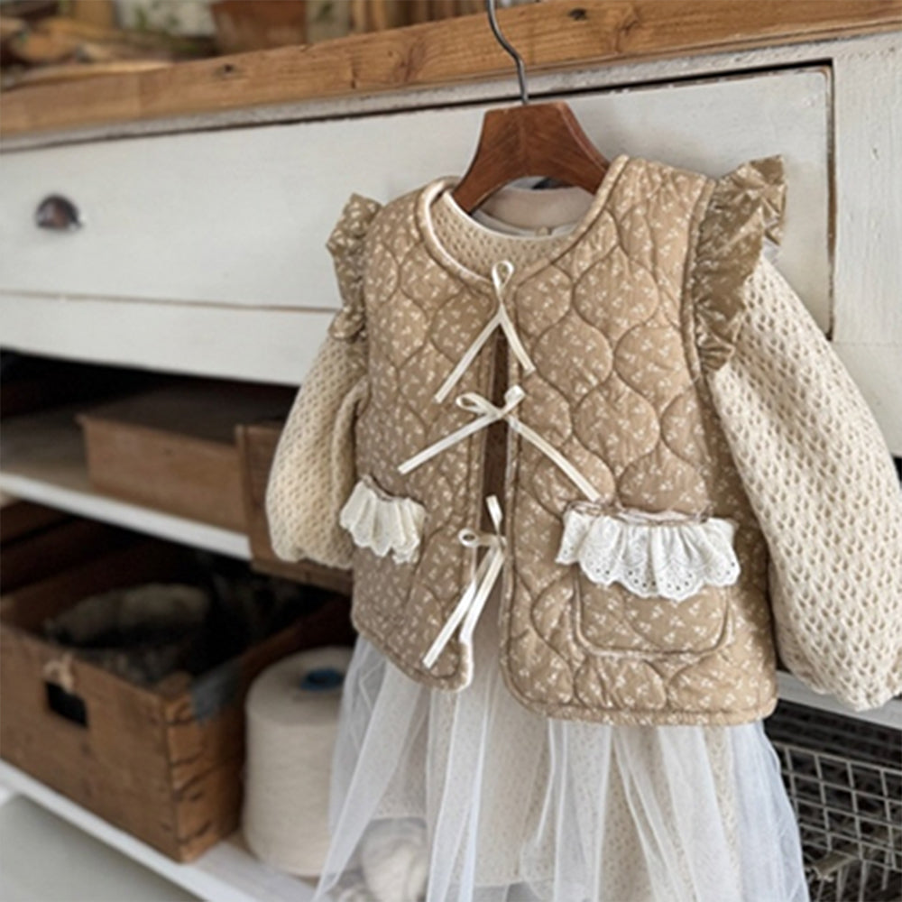 Le Noren Vest Light Brown Flowers KR