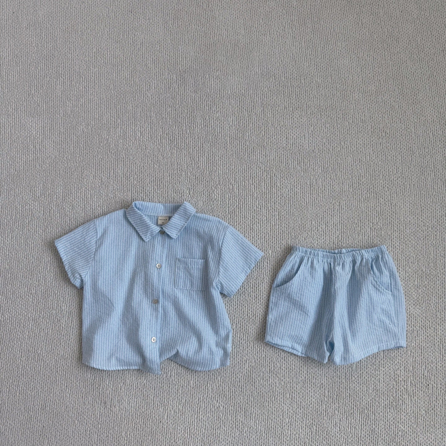 Striped Plain Shirt Set