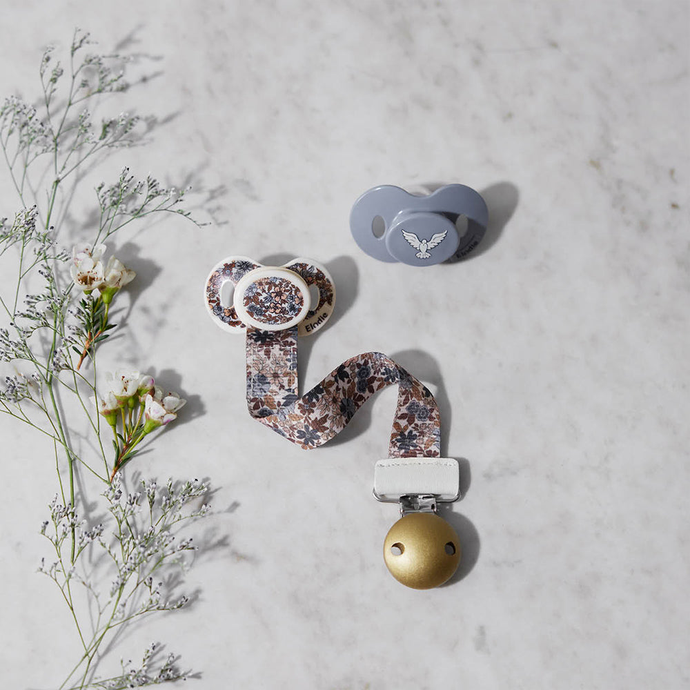 Pacifier Clip Wood - Blue Garden