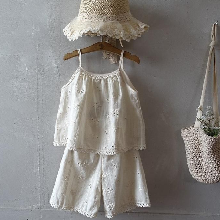 Floral Embroidery Sleeveless Set
