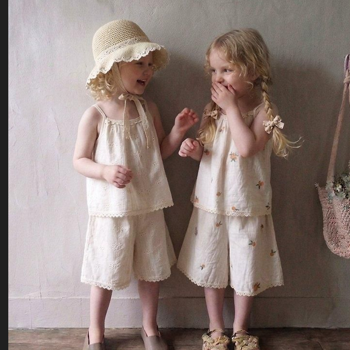 Floral Embroidery Sleeveless Set